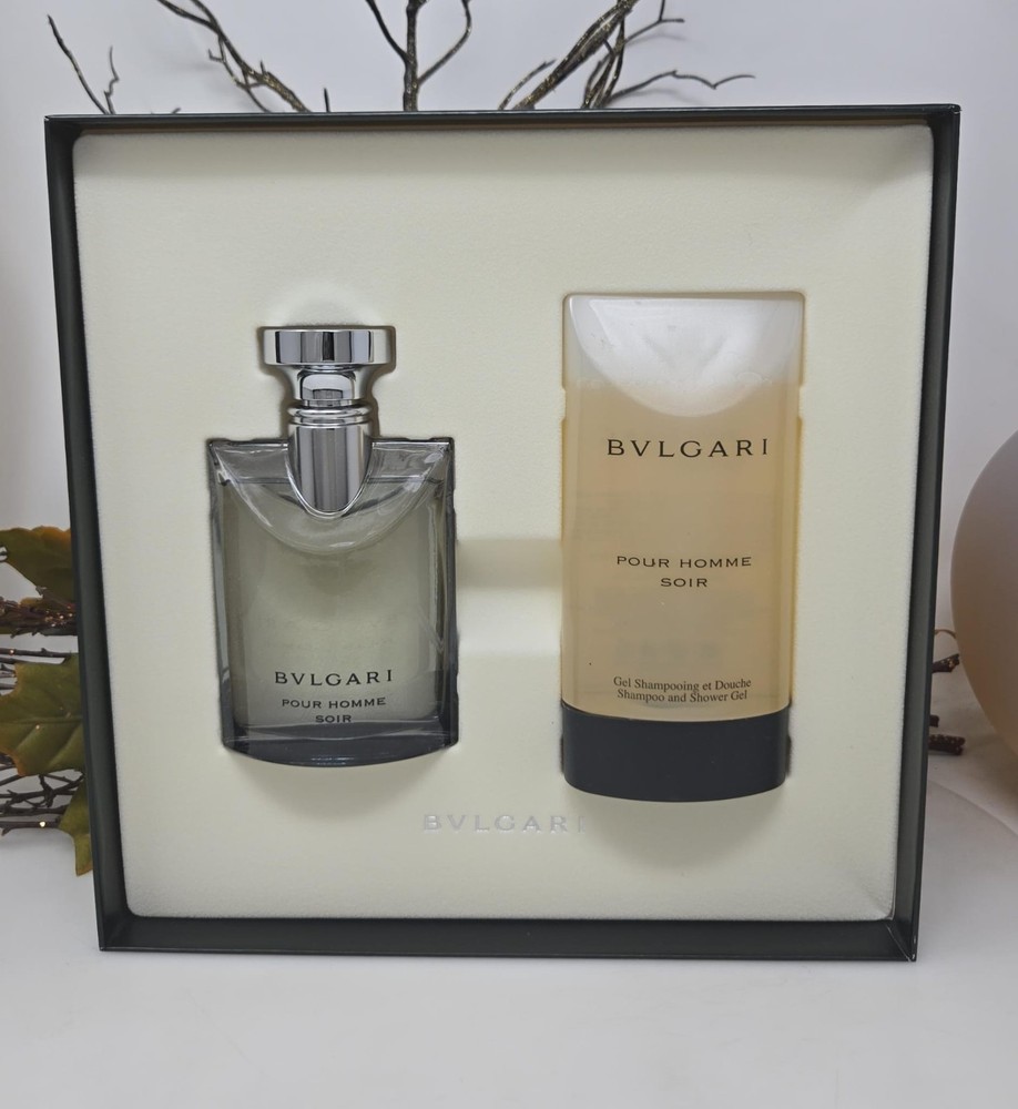 Bvlgari Pour Homme Soir 3.4oz EDT & 6.8oz S/G Woody Floral Musk Gift Set for Men