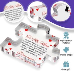 To My Man Engraved Acrylic Puzzle Gift for Husband, Fiance, Boyfriend, 3.35×3…
