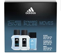 Adidas Men 3 Piece Eau De Toilette Ice Dive, Dynamic Pulse and Moves Free Ship