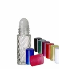1 Dram (5ml) Clear Swirl Roll on Bottle With Housing & Caps Case Qty, 144 Pc