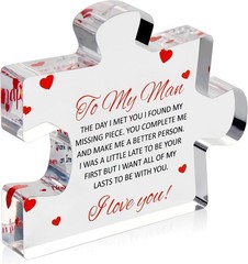 To My Man Engraved Acrylic Puzzle Gift for Husband, Fiance, Boyfriend, 3.35×3…