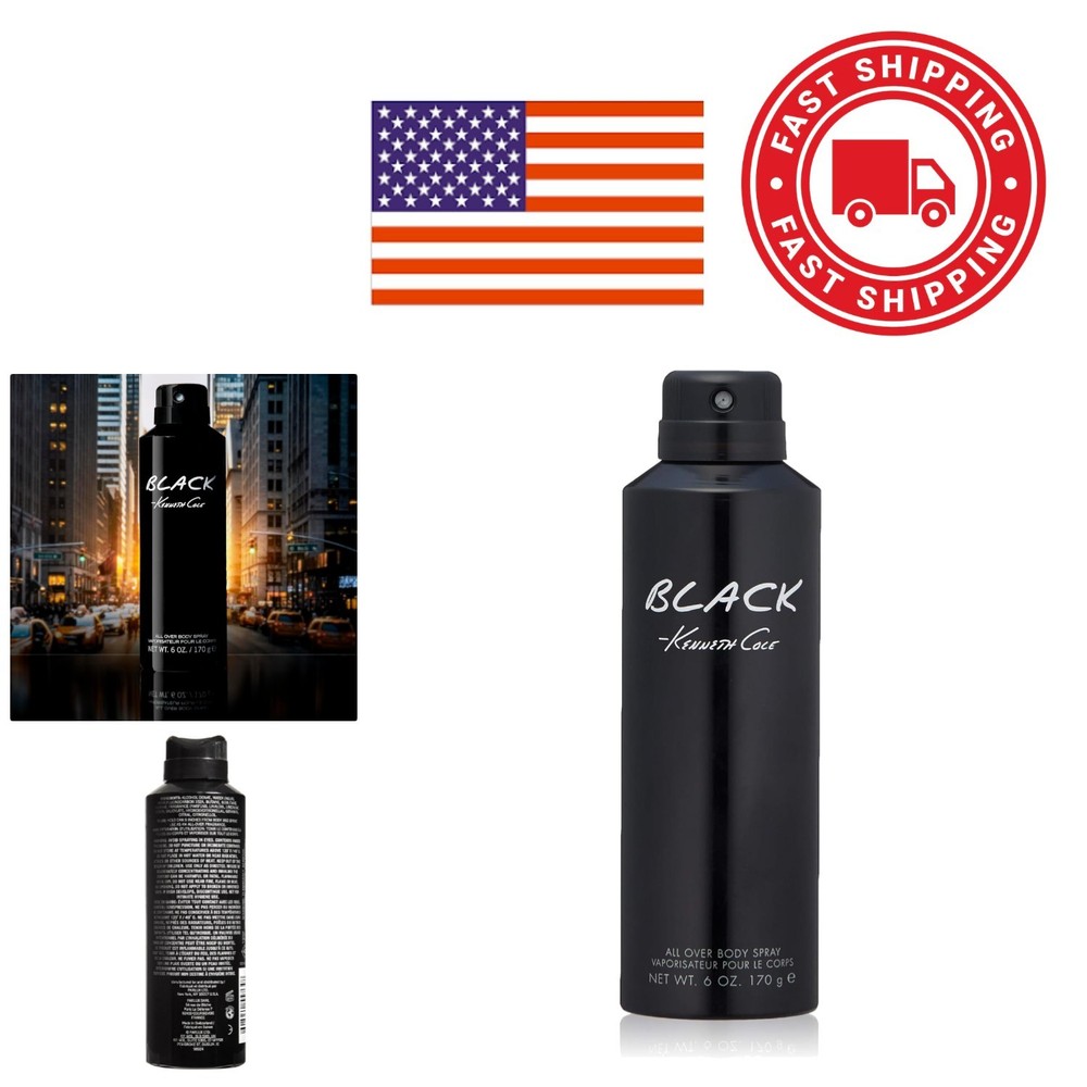 Men’s Body Spray 6 Fl Ounces Long Lasting Aromatic Fragrance Black Scent