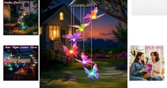 Elegant Waterproof Solar Butterfly Wind Chimes – Ideal for Mother’s Day Gifts