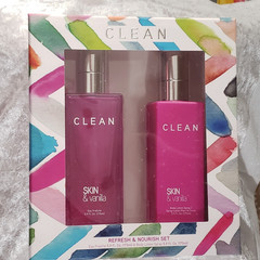 CLEAN Skin & Vanilla Eau Fraich Perfumed Spray & Body Lotion 5.9 Oz NIB