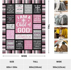 Inspirational Christian Blanket 60″x50″ – I Am a Child of God – Flannel Comfort