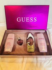 GUESS 4 pc Gift Set Shimmering Body Lotion 2 Perfumes with Body Wash