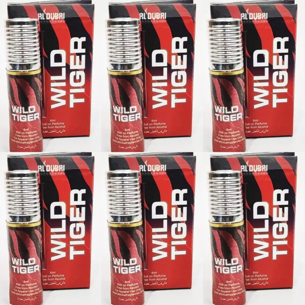 6X Al Dubai WILD TIGER Attar 6ML, Alcohol Free, Long Lasting, Attractive Smell