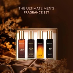 BellaVita Luxury Men’s Perfume Gift Set, CEO Man, G.O.A.T., KLUB & OUD, 4x20ml