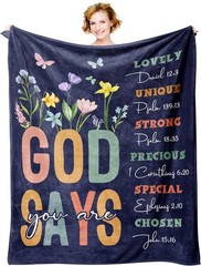 Lightweight Inspirational Throw Blanket 60”x50” – Dark Blue Christian Theme