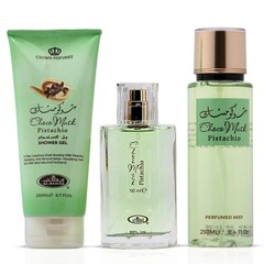 Al Rehab Choco Musk Pistachio Gift Set (EDP 1.65 Oz, Shower Gel 6.7 Oz, Body