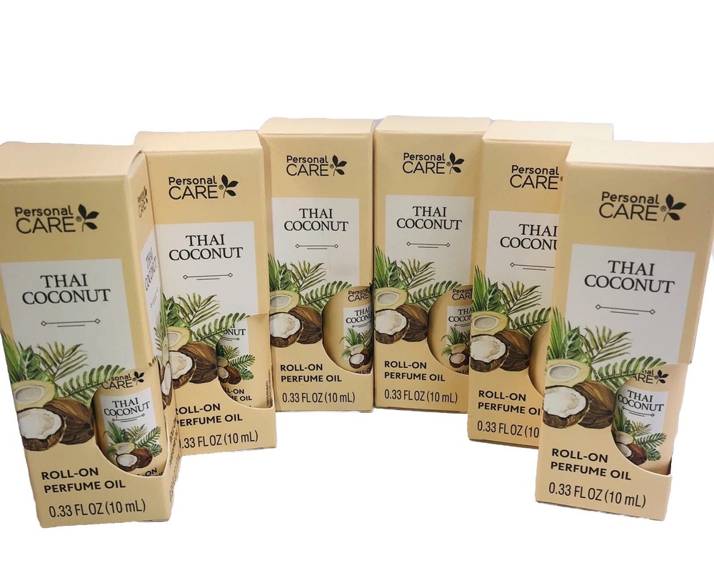 6 Personal Care Thai Coconut Roll-On Perfume Oil 0.33 oz Each intense Fragrance