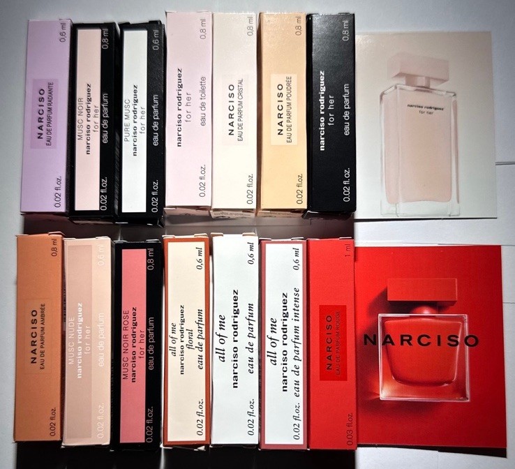 Narciso Rodriguez Perfume Collection For Women Sample Spray 14pc Set