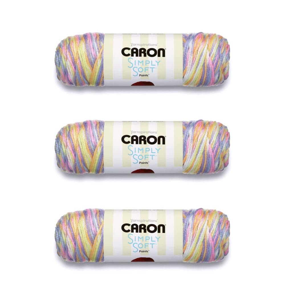 Simply Soft Baby Brights Paints Yarn – 3 Pack of 141g/5oz – Acrylic – 4 Mediu…