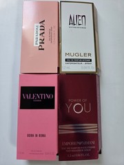 Assorted Perfume Samples PRADA Paradoxe, MUGLER Alien, Donna VALENTINO, ARMANI