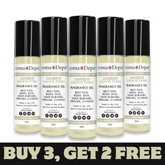 Amber White 10 ml. Perfume Roll On Bottle Body Oil, 1/3 oz Scented Fragrance Oil