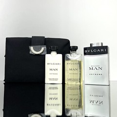Bvlgari MAN EXTREME 4pc Set 3.4oz EDT Spr +2.5oz S/Gel +2.5oz A/Shave Travel Bag