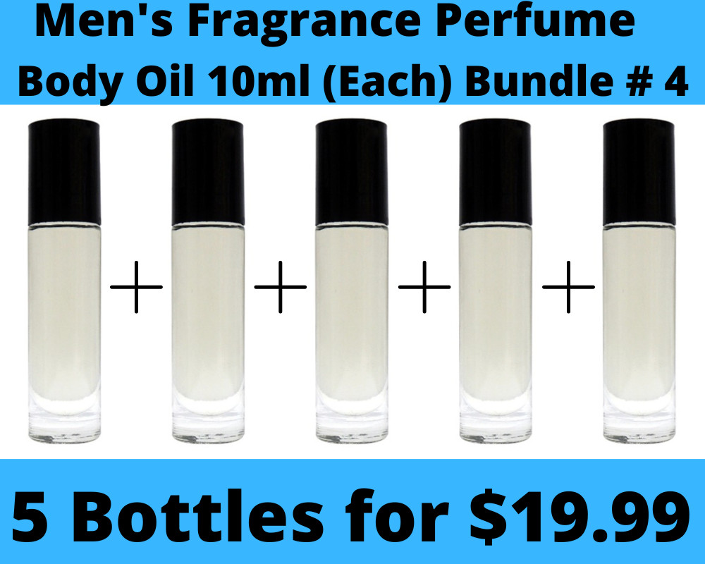5 Pack Men’s Fragrance Perfume Premium Body Oil 10-ml Roll-On Bottle-Bundle # 4