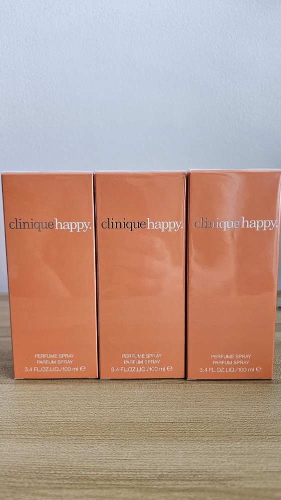 3x BNIB, Sealed Clinique Happy Eau De Perfume Spray Bottle 3.4 Fl. oz / 100ml
