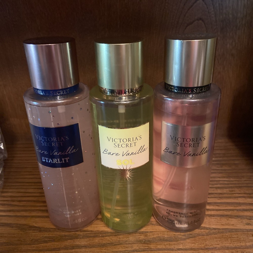 3 Victoria’s Secret Bare Vanilla Sol & Starlit Fragrance Mist Spray 8.4oz