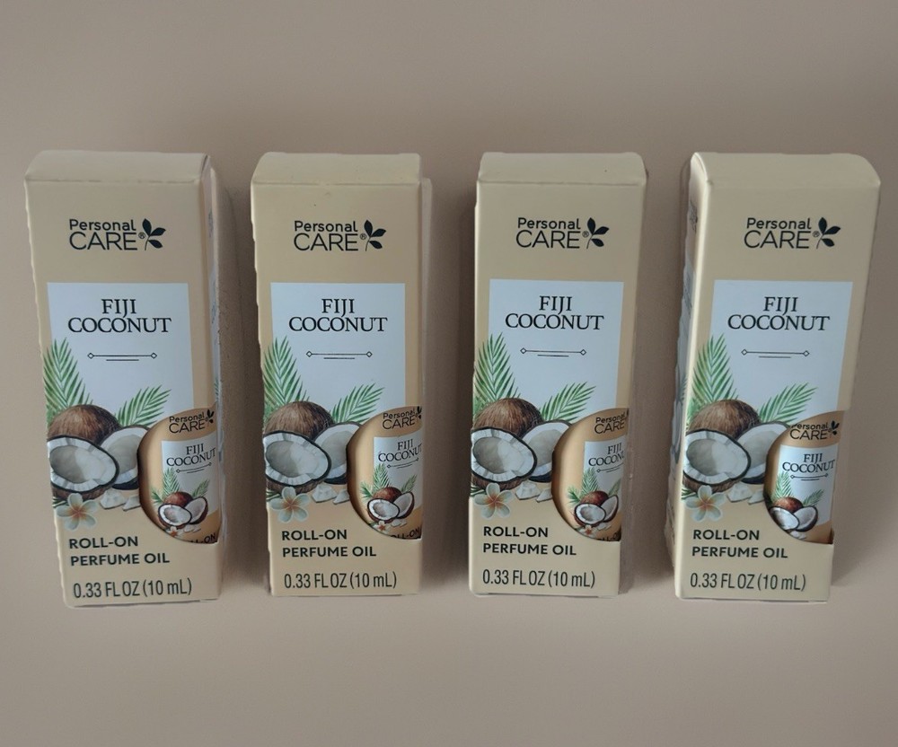 4x FIJI Coconut Roll-On Perfume Oil 0.33 oz Each – Personal Care – NEW Release