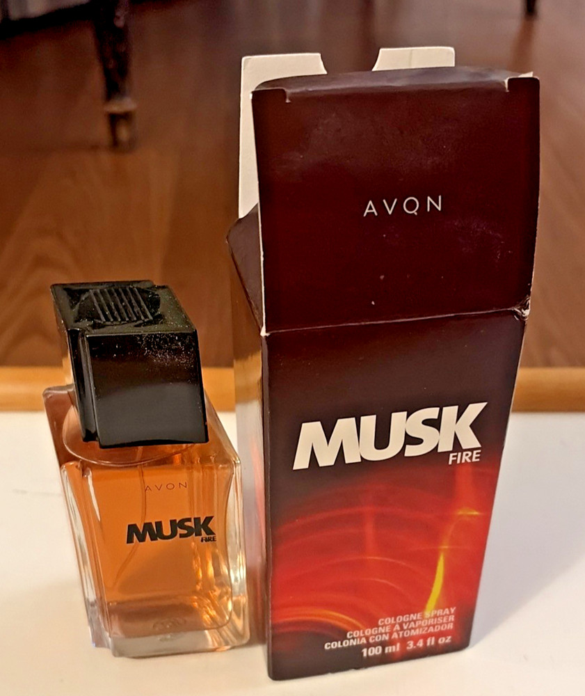 Avon Musk Fire Cologne Spray 3.5 oz New Full Bottle Open Box Discontinued