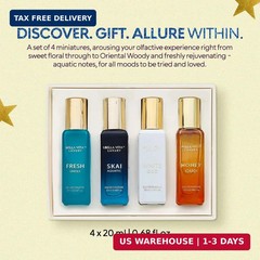 Bellavita Luxury Unisex Perfume Gift Set with Honey & White Oud, Skai, & Fresh |