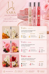 3 Pack Yara perfume Eau De Parfum 1.18 oz Each Dubai Perfume Yaara Travel Size