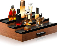 Cologne Organizer for Men 3 Tier of Elevated Cologne Display Shelf with Drawer S