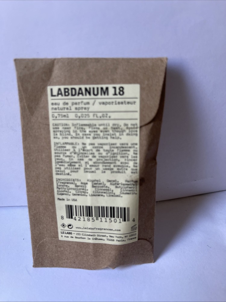 Le Labo Labdanum 18 Eau de Parfum EDP Sample Vial .025oz, .75ml New in Pouch