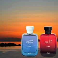 Hawas Ice For Him & Hawas Fire Eau De Parfum Sprays 100ML By Rasasi (BUNDLE)
