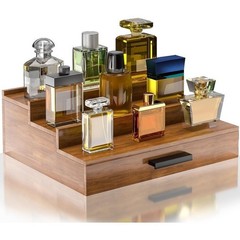 Walnut Wood Organizer Men 3 Tier Cologne Stand Wooden Cologne Holder