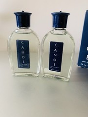(2) CANOE AFTER SHAVE SPLASH BOTTLES VINTAGE BY DANA FULL AS SHOWN
