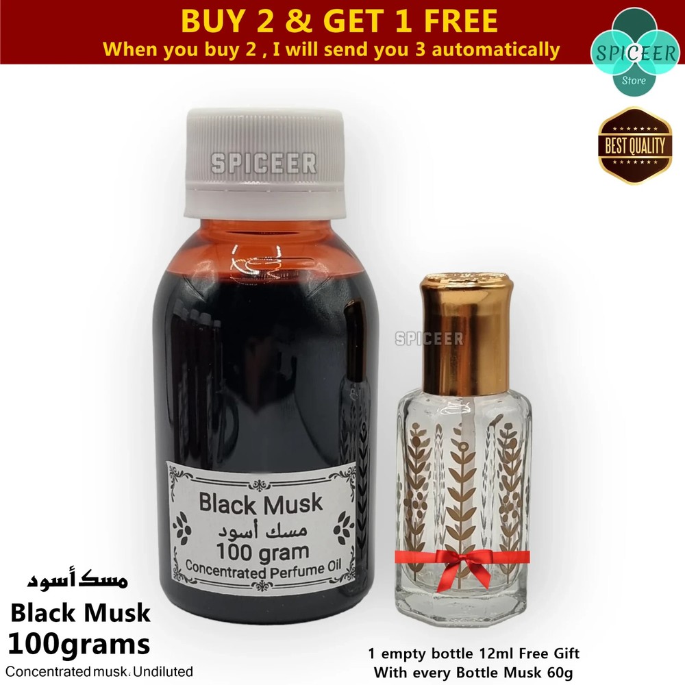 1x Black Musk 100g Concentratedl misk Arabian Thick perfume tahara oil مسك اسود