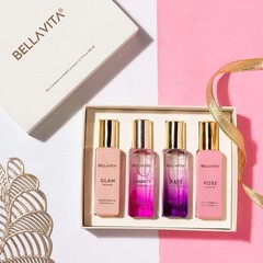 Bellavita Luxury Women’s Perfume Gift Set with Rose, 0.7 Fl Oz (Pack of 4)