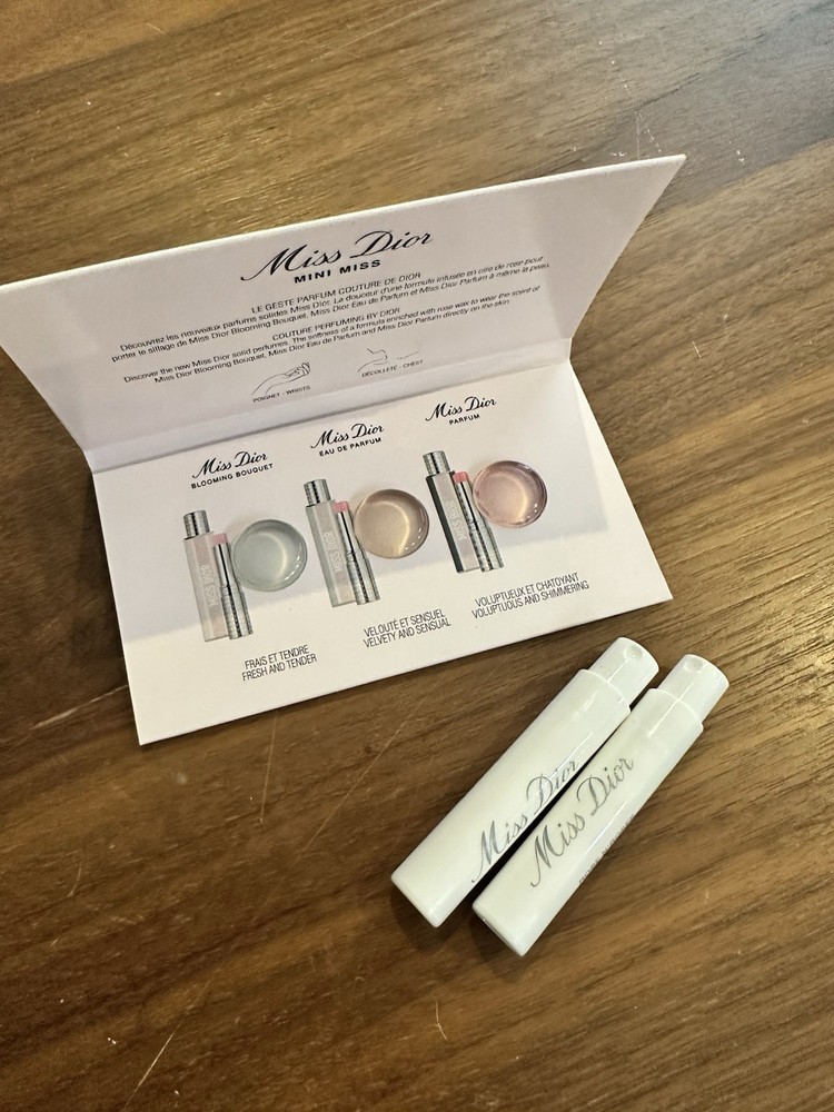 Dior Miss Dior Perfume Samples Lot of 2 Official Spray Vials + Scent Card