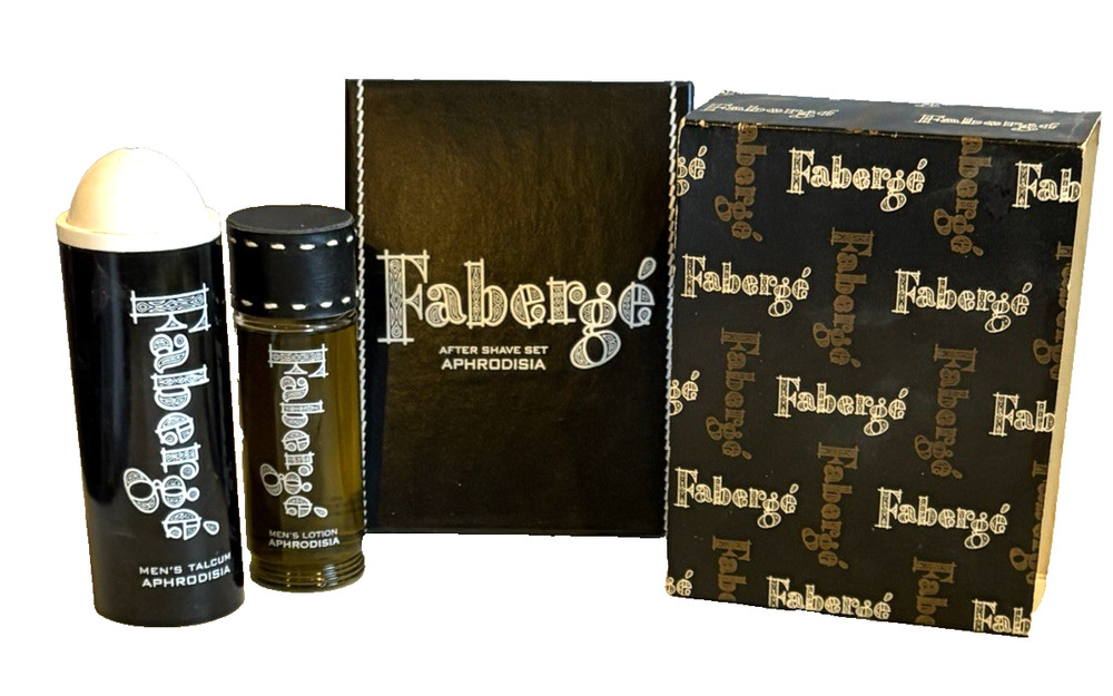 NEW in BOX Vtg Mens FABERGE’ APHRODISIA-AFTER SHAVE/TALCUM SET-NOS-DISCONTINUED