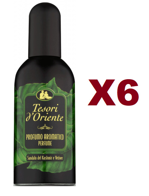 6 PEZZI TESORI D’ORIENTE PROFUMO AROMATICO SANDALO DEL KASHMIR & VETIVER 100ml