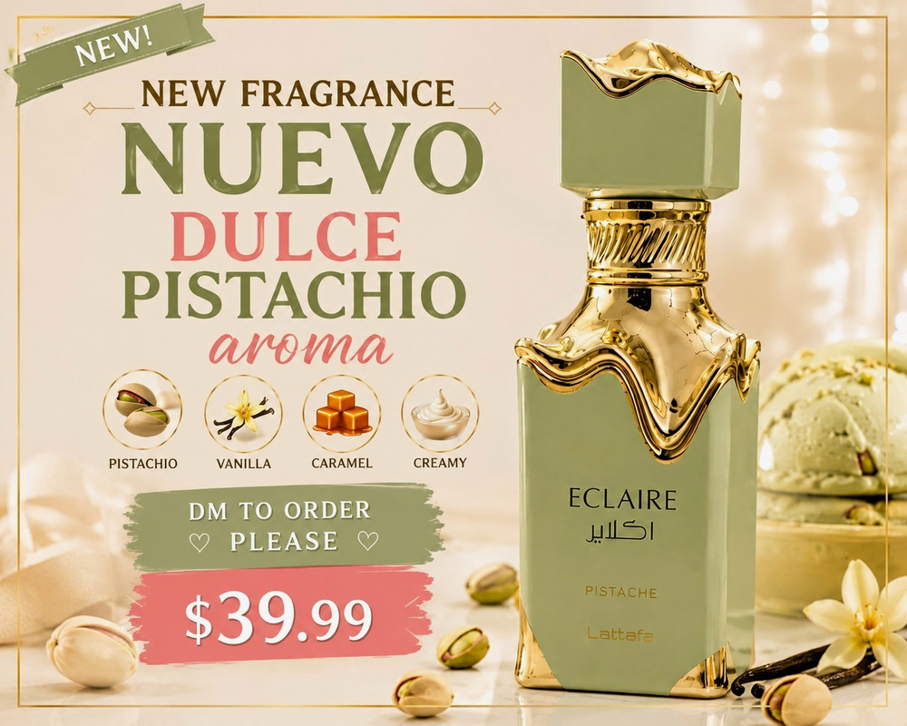 Lattafa Eclaire Pistache Eau de Parfum Spray Pistachio Vanilla 3.4 fl oz