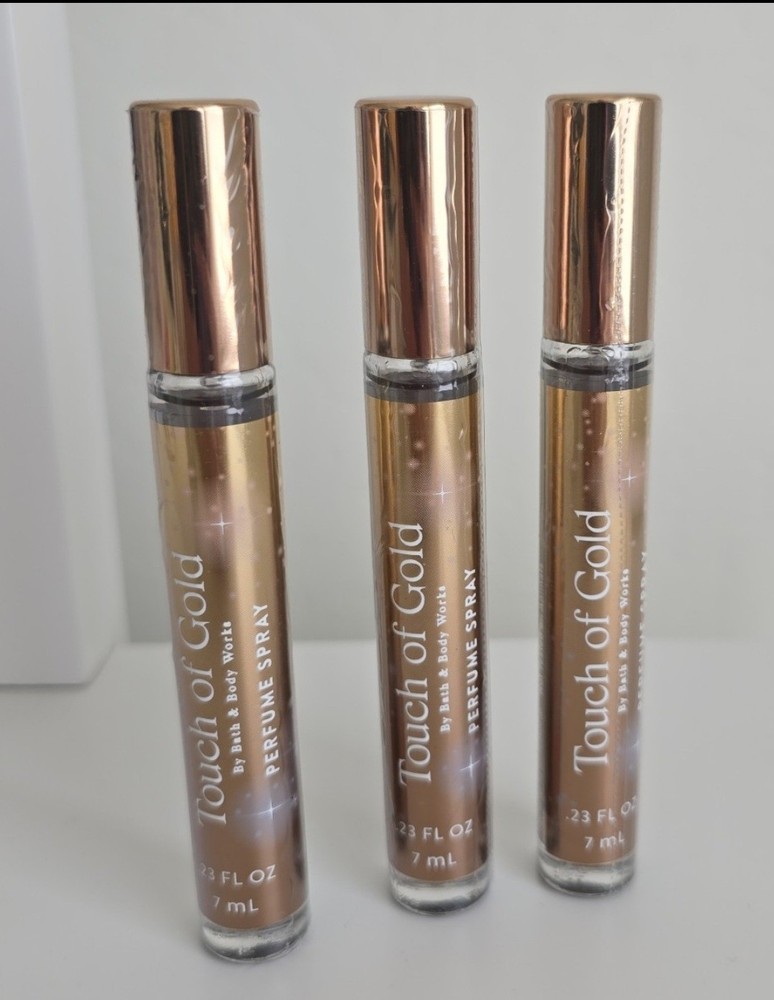 3 Pack Bath & Body Works Touch Of Gold Travel Size Mini Perfume Spray EDP .23 Oz