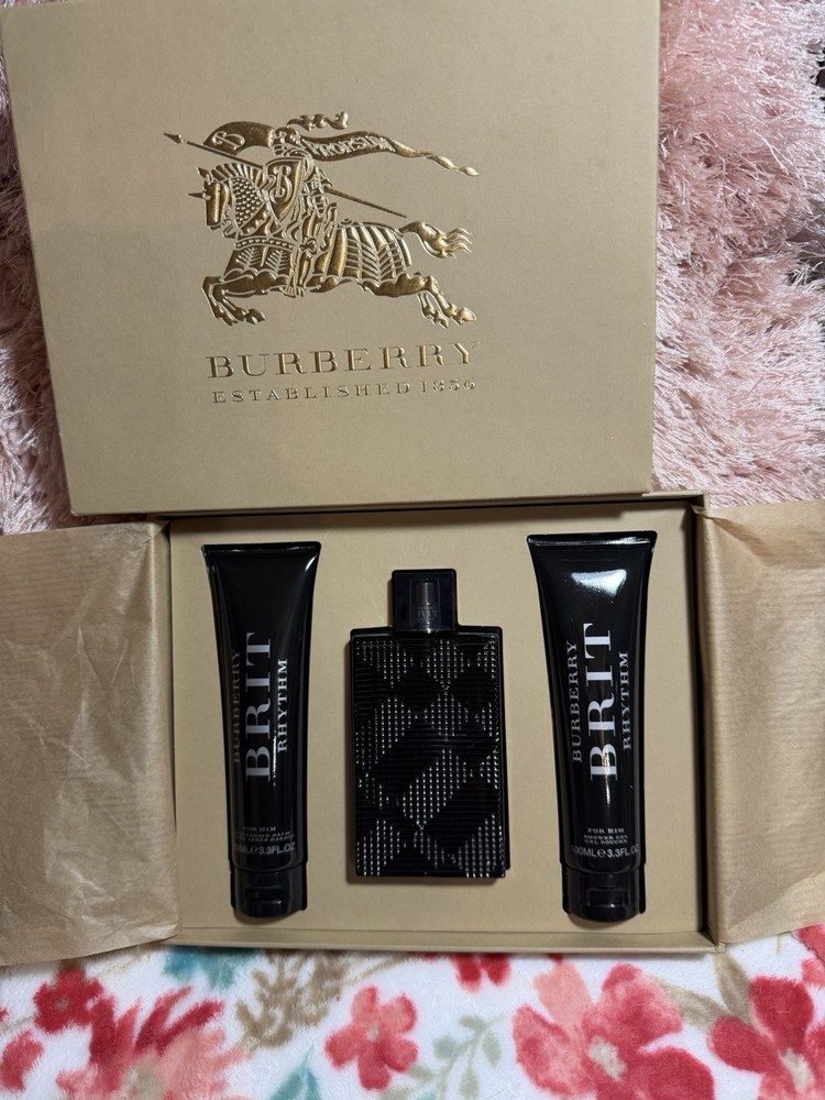 Burberry Brit Rhythm for Him Gift Set 90ml EDT Spray + 2 x 100ml Tubes