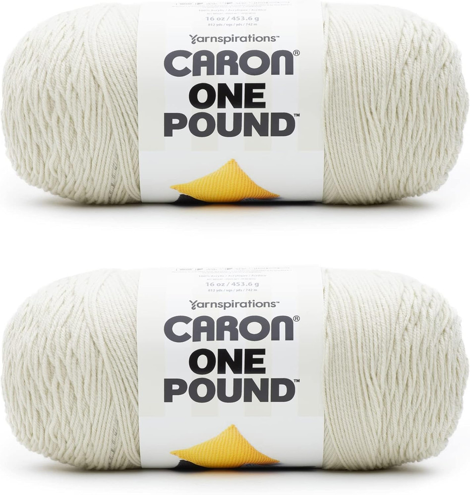 Caron One Pound off White Yarn – 2 Pack of 454G/16Oz – Acrylic – 4 Medium (Worst