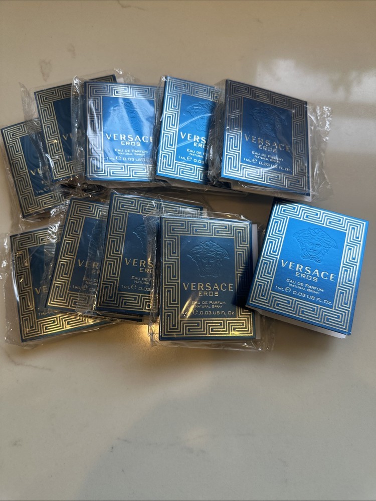 Lot Of 10 Versace Eros Eau De Parfum Travel Sample Spray Vial .03 Oz/1 Ml