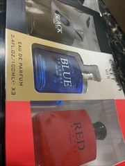 Coffret Set Men’s Eau de Parfum Spray Gift Set 3.4 fl oz x3 Blue/Black/Red