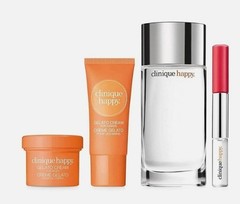 Clinique Perfectly Happy 4 pc Gift Set~Spray/Gelato Cream/Rollerball/Lip/NIB