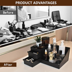 Cologne Organizer for Men with Drawer,Black Cologne Stand Shelf,Perfume Organize