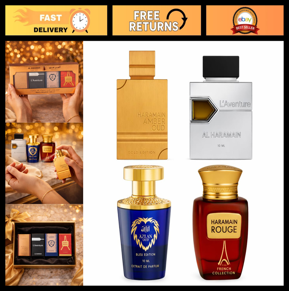 Fragrance Discovery Set for Men & Women – 4x10ml Amber Oud, L’aventure, Azlan Ou