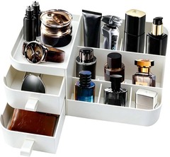 White Perfume Organizer for Men with Drawers, Cologne Organizer for Men, Mens Or