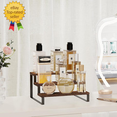 Wooden Perfume Organizer Tiered Cologne Organizer for Men Black Cologne Stand Pe