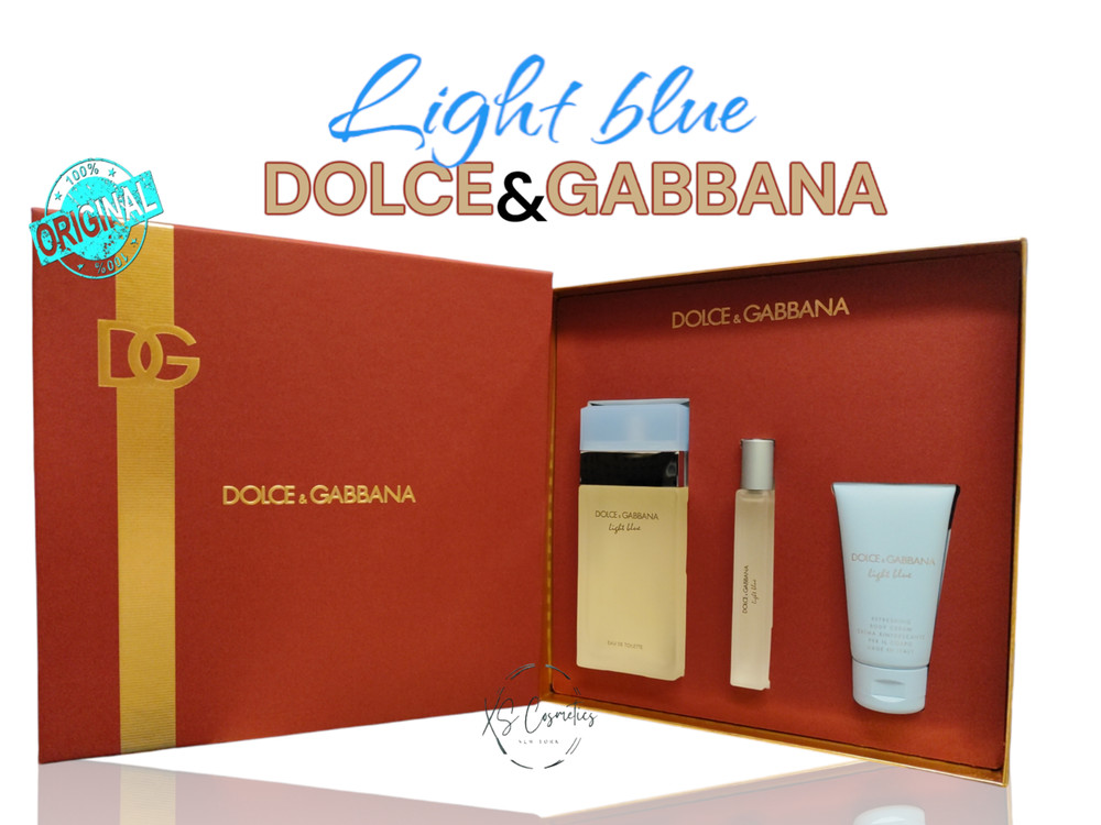 Dolce & Gabbana Light Blue 3pcs Set EDT 3.3oz + 0.33oz, Body Cream 1.7oz