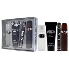 Cuba Black Men 4 Pc Gift Set 3.3oz EDT Spray, 1.7oz 1 Count (Pack of 1)